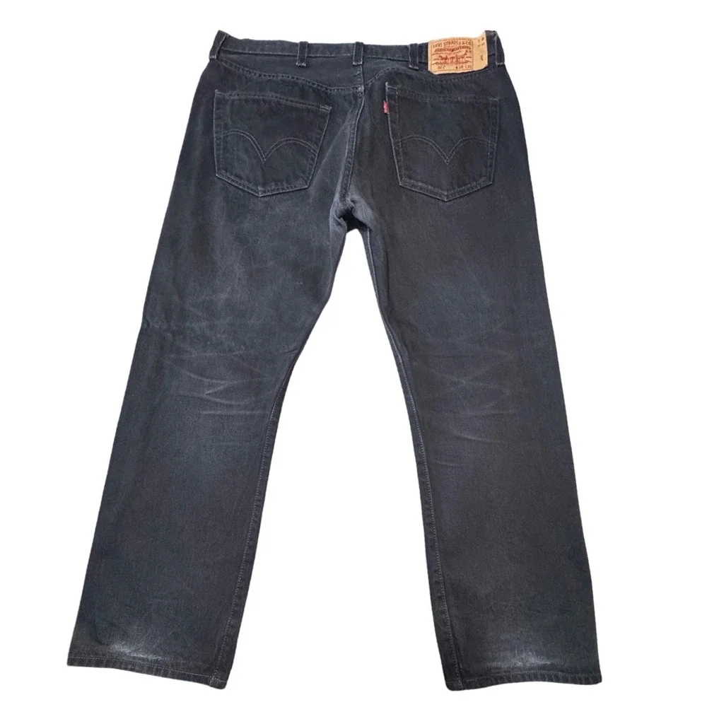 Levi's 501 Jeans Mens 38x30 Original Straight Leg Button Fly Black Denim